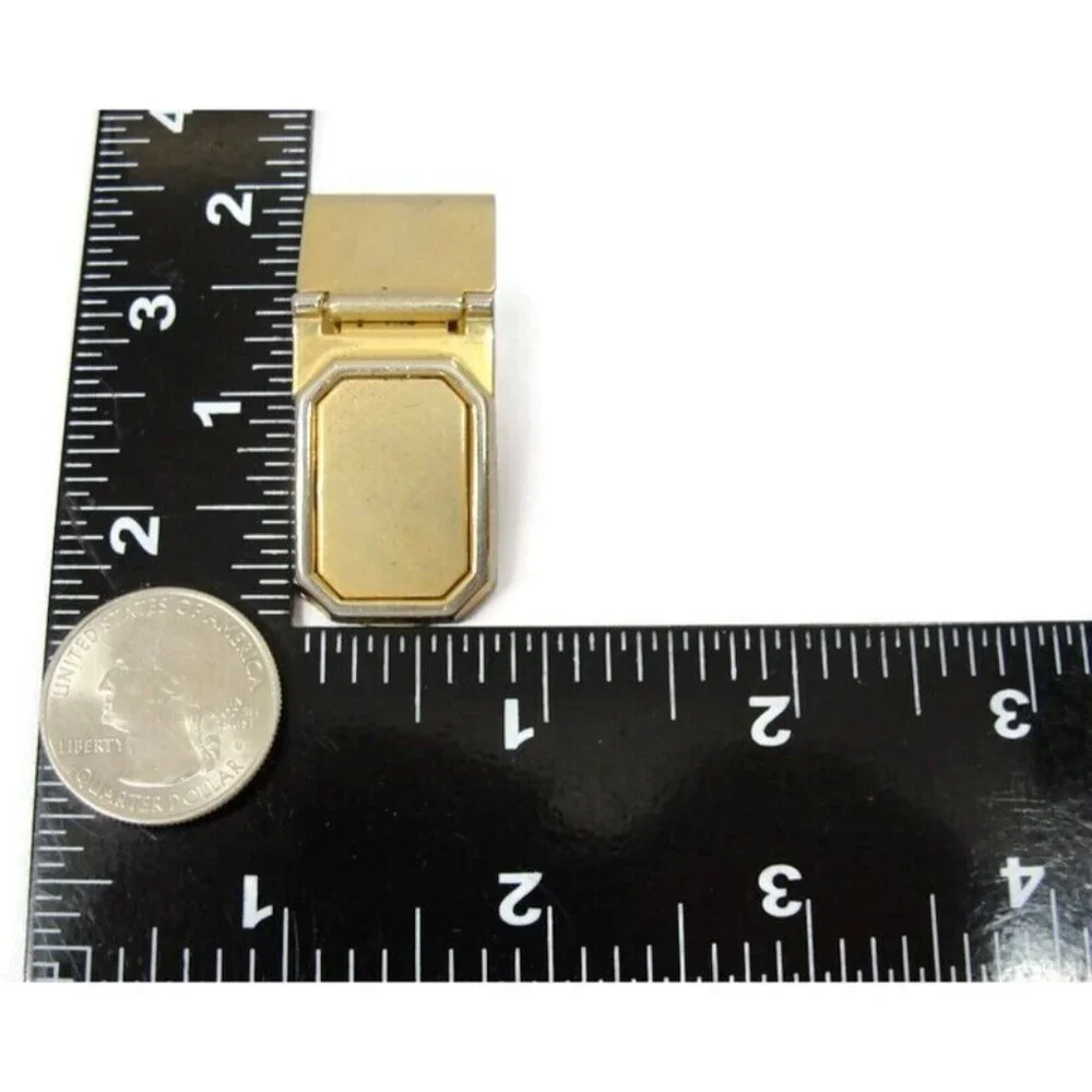 Vintage Brushed Gold Tone Money Clip Men Wallet ID Credit Card Holder
